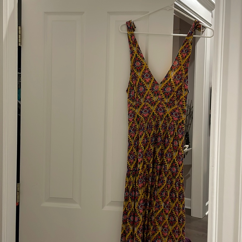 Anthropologie Maeve Yellow Floral Maxi Dress S